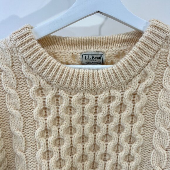 LL. Bean Men vintage Aran chunky knit sweater , cream, Size XL - Picture 4 of 6